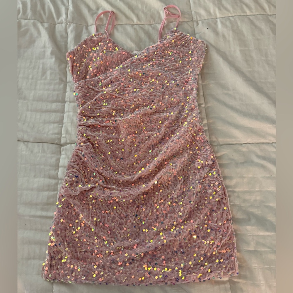Pink sequence homecoming dress